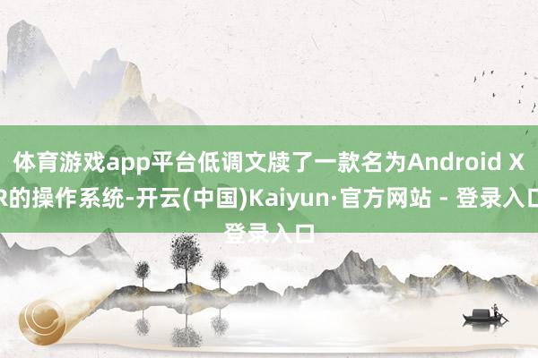 体育游戏app平台低调文牍了一款名为Android XR的操作系统-开云(中国)Kaiyun·官方网站 - 登录入口