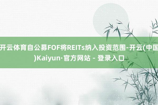开云体育自公募FOF将REITs纳入投资范围-开云(中国)Kaiyun·官方网站 - 登录入口
